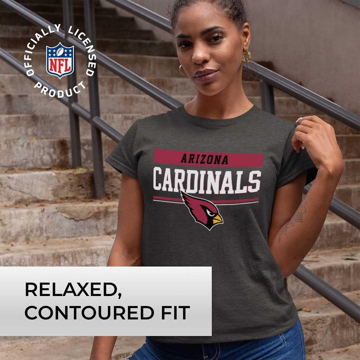 NFL Women'S Team Block Charcoal Tagless T-Shirt - Cotton Blend - Rock Game Day with Perfect Comfort & Style (Arizona Cardinals - Charcoal, Womens X-Large)